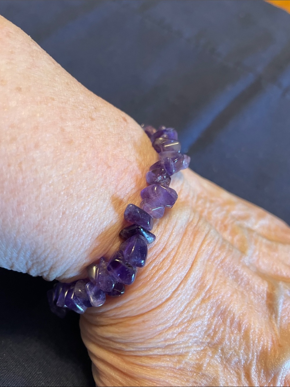 Amethyst Chip Stretch Bracelet - Purple